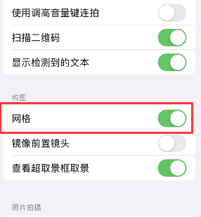 商南苹果手机维修网点分享iPhone如何开启九宫格构图功能 